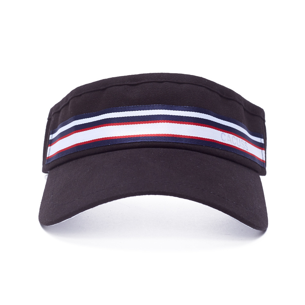 Custom Logo Visor Hat Manufacturer | OEM Open Top Cap with Striped Trim