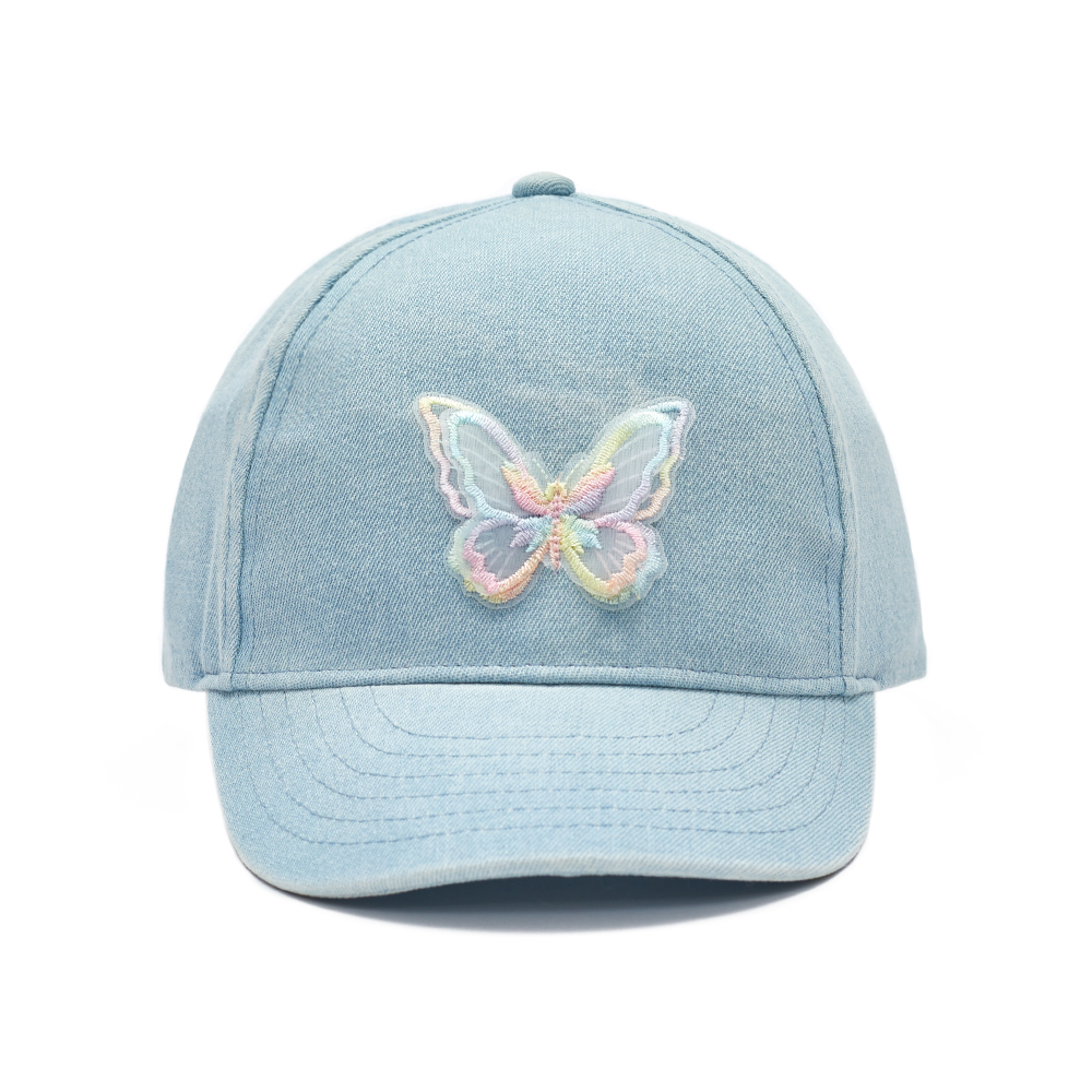 Wholesale Custom Butterfly Denim Baseball Cap for Kids OEM