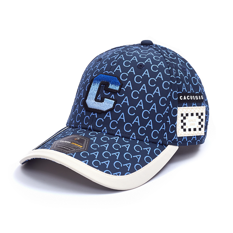Wholesale Navy Baseball Hats with Monogram Letter Print & 3D Embroidered Logo