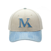 Custom Baseball Caps with Cream Canvas & Denim Contrast Letter Embroidery