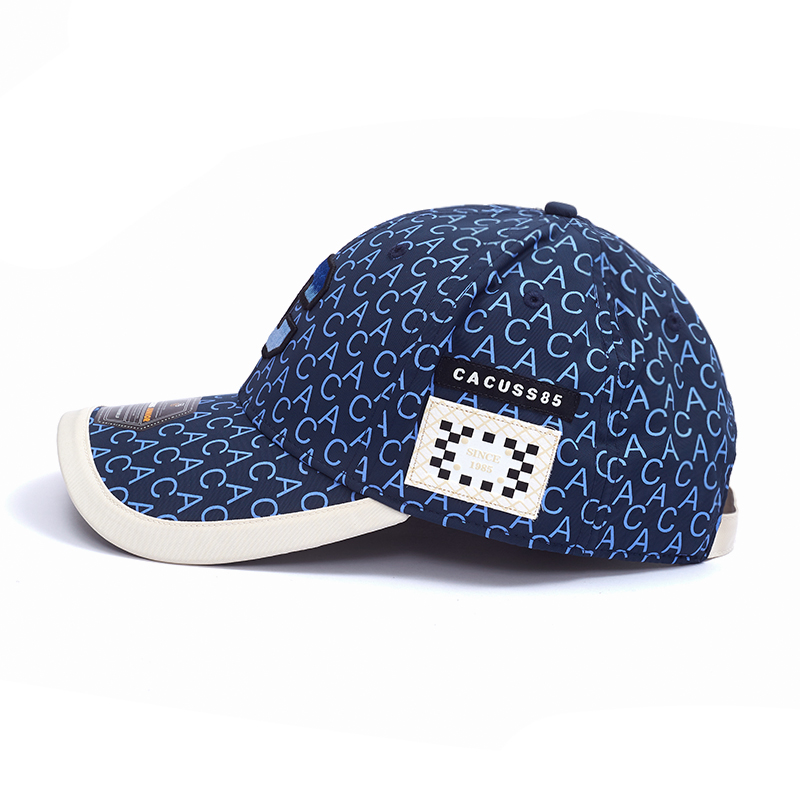 Wholesale Navy Baseball Hats with Monogram Letter Print & 3D Embroidered Logo
