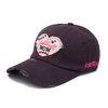 Wholesale Dark Brown Baseball Hats with Heart Patch & Frayed Edge