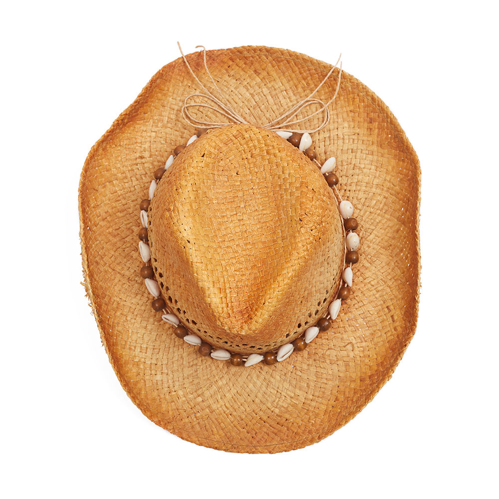 Wholesale Custom Straw Cowboy Hats with Seashell & Bead Decor Supplier