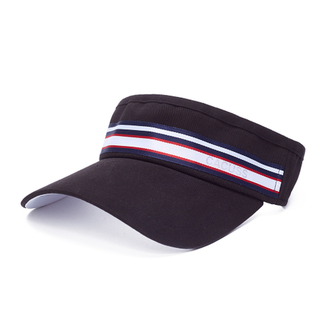 Custom Logo Visor Hat Manufacturer | OEM Open Top Cap with Striped Trim