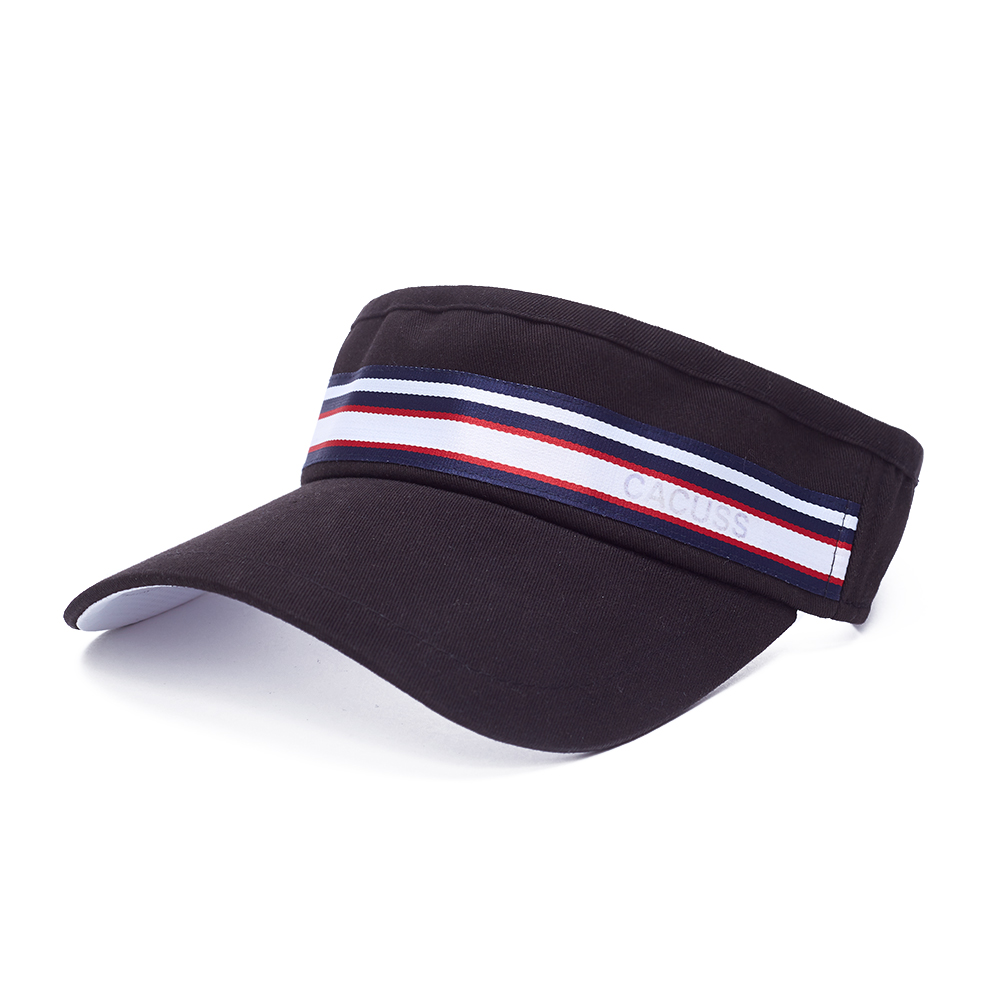 Custom Logo Visor Hat Manufacturer | OEM Open Top Cap with Striped Trim