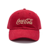 Custom Coca-Cola Licensed Baseball Cap, Wholesale OEM Embroidered Red Cotton Twill Hat Factory
