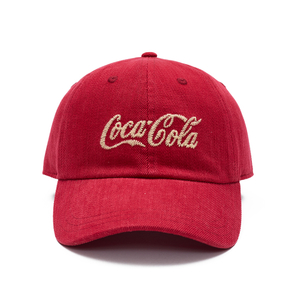 Custom Coca-Cola Licensed Baseball Cap, Wholesale OEM Embroidered Red Cotton Twill Hat Factory