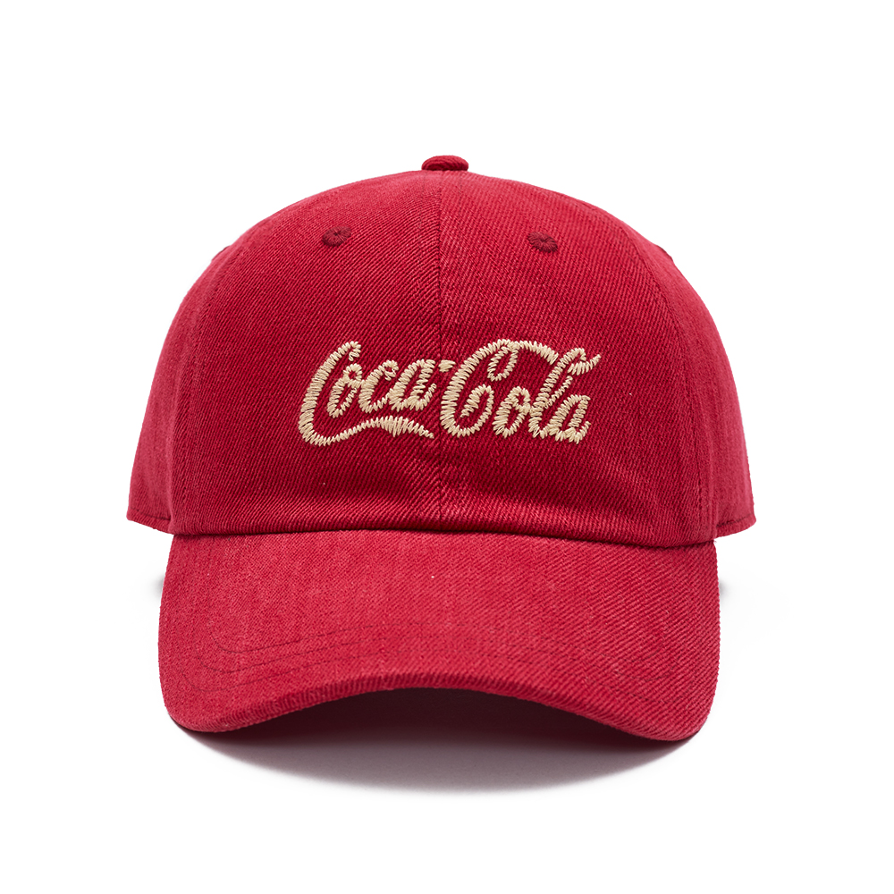 Custom Coca-Cola Licensed Baseball Cap, Wholesale OEM Embroidered Red Cotton Twill Hat Factory
