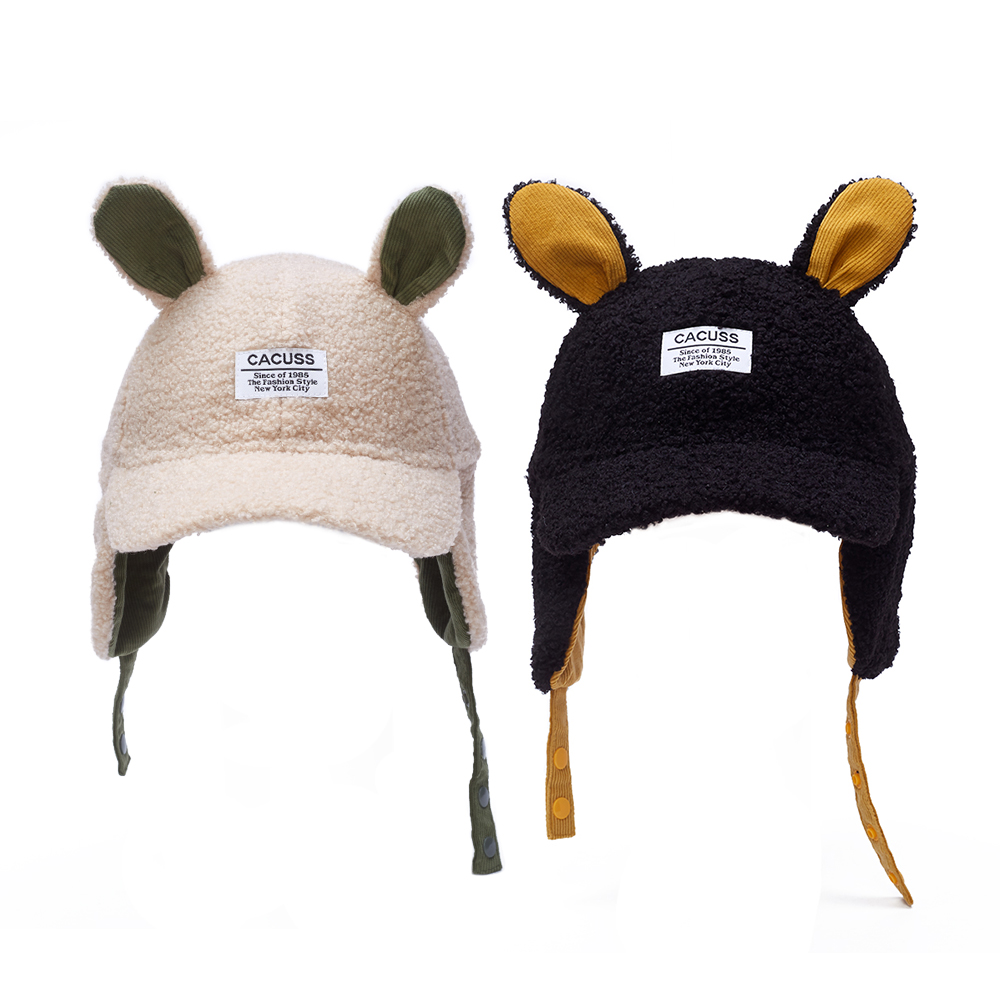 Custom Label Toddler Warm HAT with Ear Flap Cap for Cold Weather