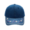Custom Denim Baseball Cap with Floral Embroidered