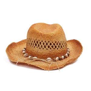 Wholesale Custom Straw Cowboy Hats with Seashell & Bead Decor Supplier