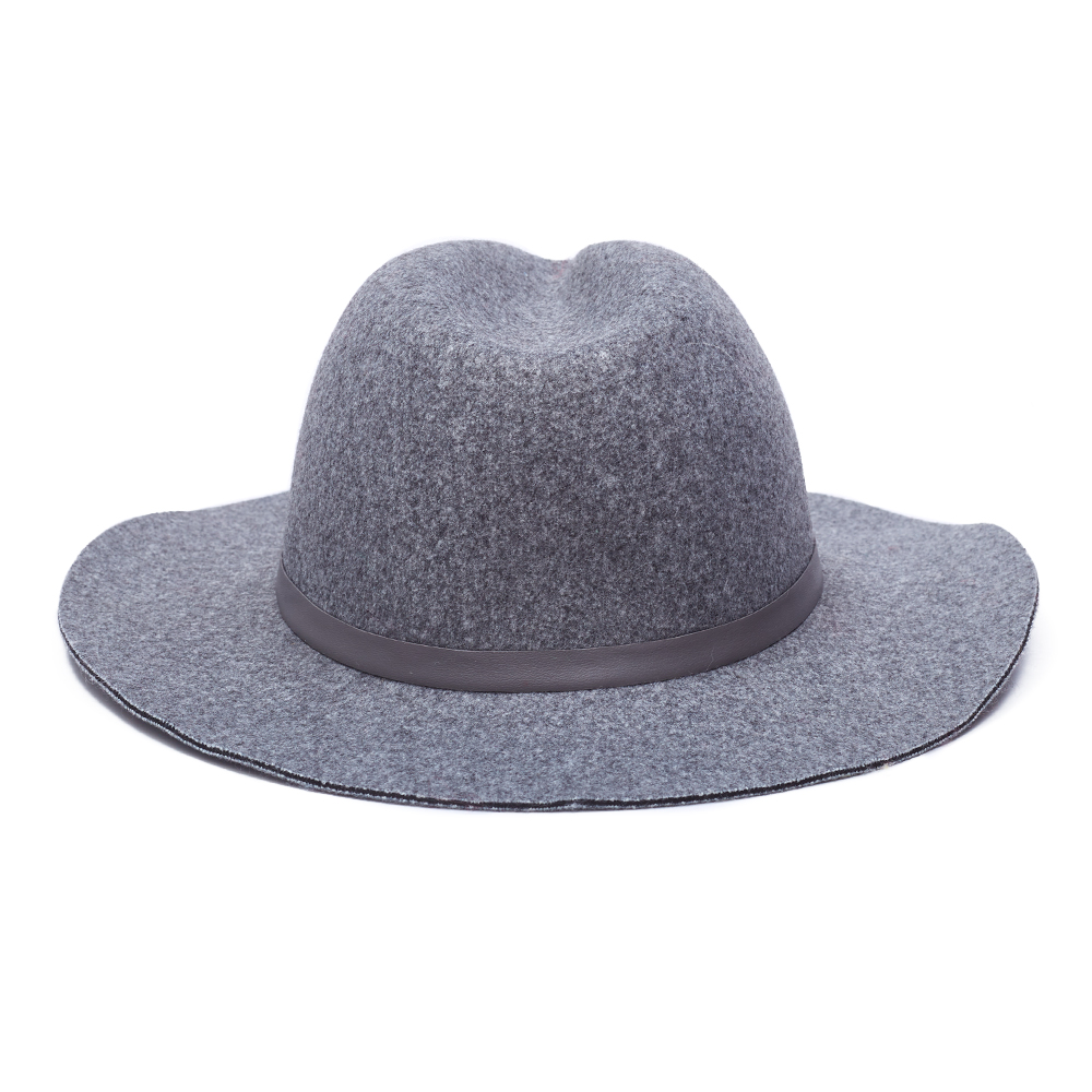 Custom Grey Top Hat with Leather & Chain Band | OEM Vintage Style Caps Factory