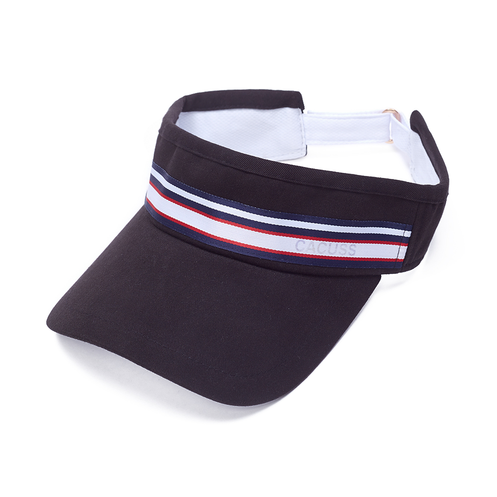 Custom Logo Visor Hat Manufacturer | OEM Open Top Cap with Striped Trim