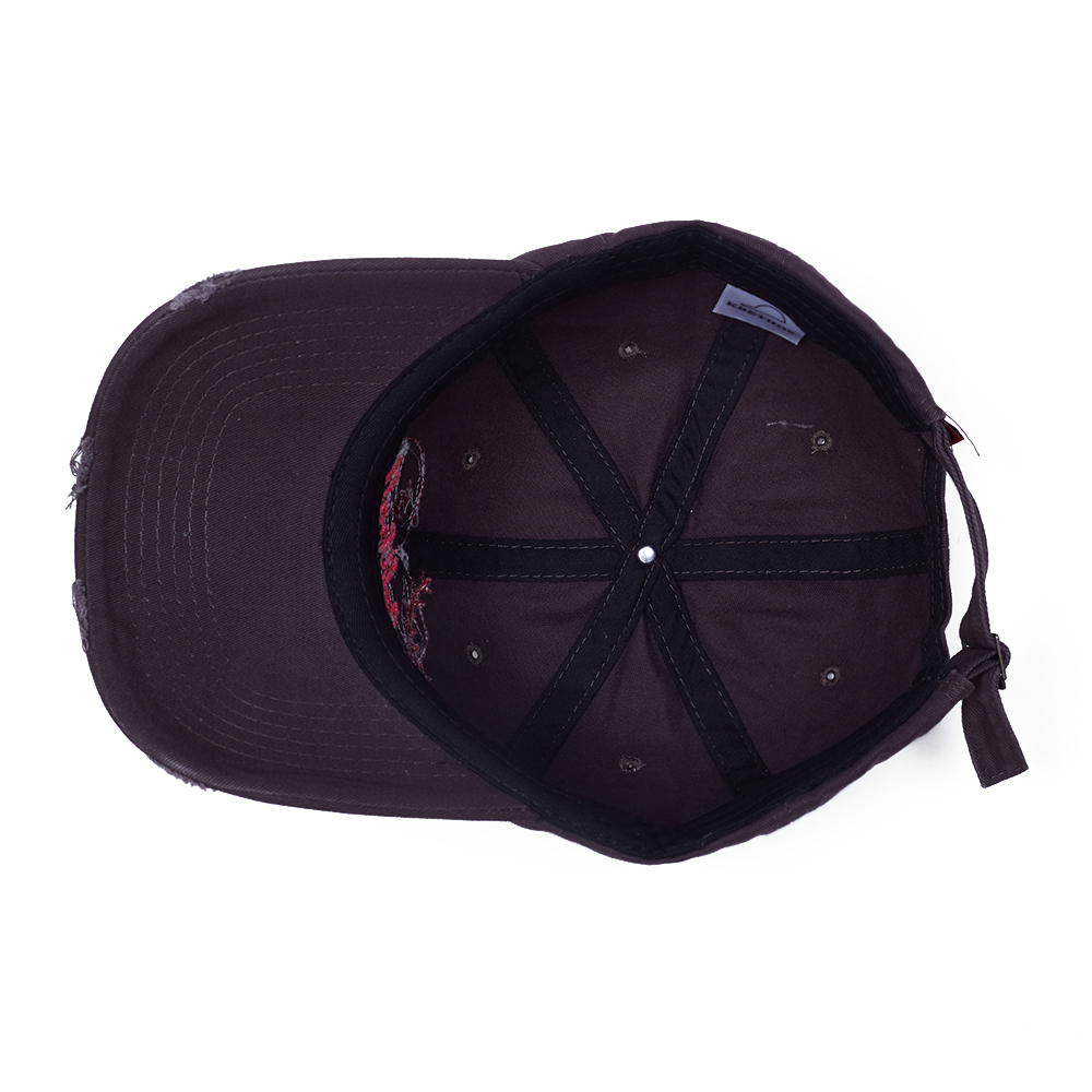 Wholesale Dark Brown Baseball Hats with Heart Patch & Frayed Edge