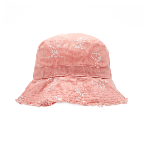 Custom Snoopy Printed Bucket Hat Manufacturer | Pink Casual Sun Cap Bulk