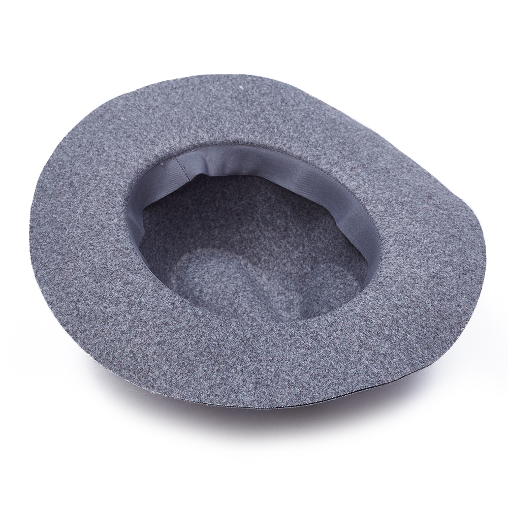 Custom Grey Top Hat with Leather & Chain Band | OEM Vintage Style Caps Factory