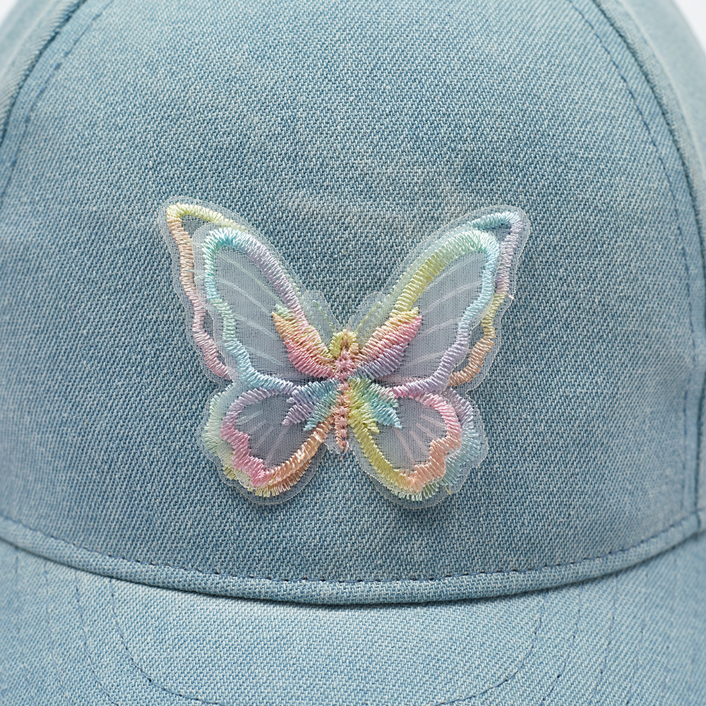 Wholesale Custom Butterfly Denim Baseball Cap for Kids OEM
