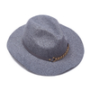 Custom Grey Top Hat with Leather & Chain Band | OEM Vintage Style Caps Factory
