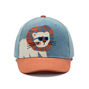 Wholesale Kids Denim Caps with Cartoon Lion Embroidery 