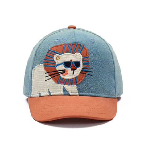 Wholesale Kids Denim Caps with Cartoon Lion Embroidery 